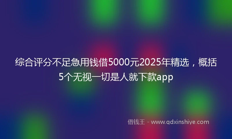 综合评分不足急用钱借5000元2025年精选，概括5个无视一切是人就下款app