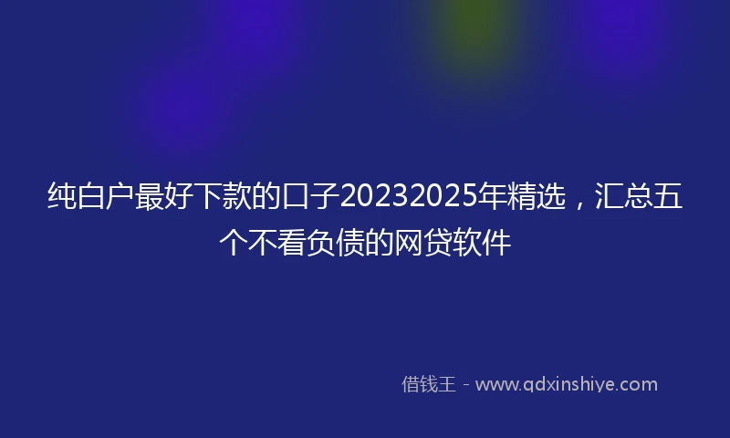 纯白户最好下款的口子20232025年精选，汇总五个不看负债的网贷软件