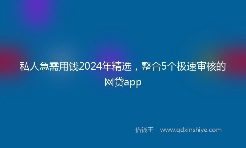 私人急需用钱2024年精选，整合5个极速审核的网贷app