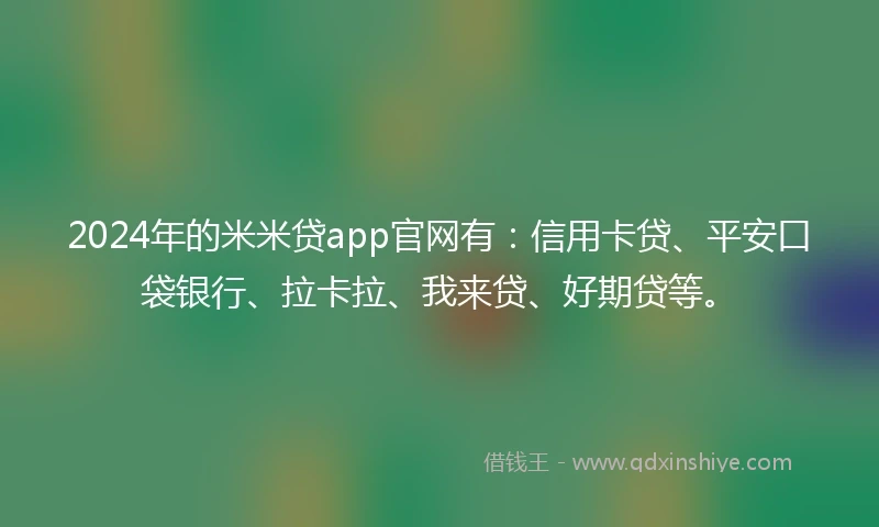2024年的米米贷app官网有：信用卡贷、平安口袋银行、拉卡拉、我来贷、好期贷等。