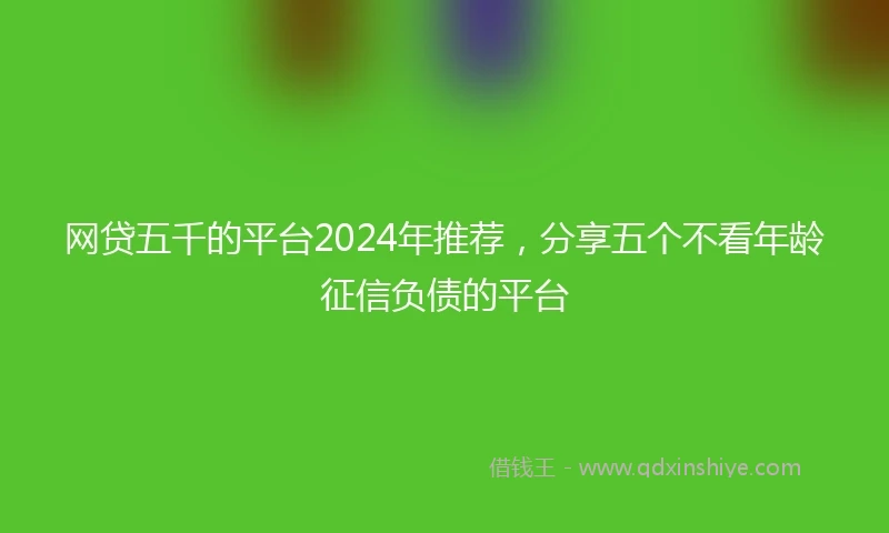 网贷五千的平台2024年推荐，分享五个不看年龄征信负债的平台
