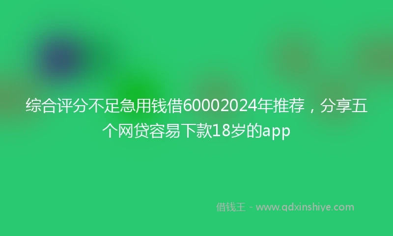 综合评分不足急用钱借60002024年推荐，分享五个网贷容易下款18岁的app