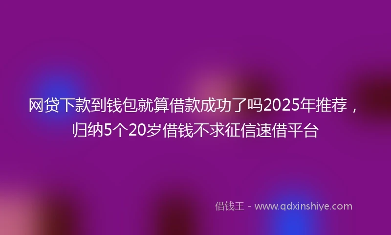 网贷下款到钱包就算借款成功了吗2025年推荐，归纳5个20岁借钱不求征信速借平台