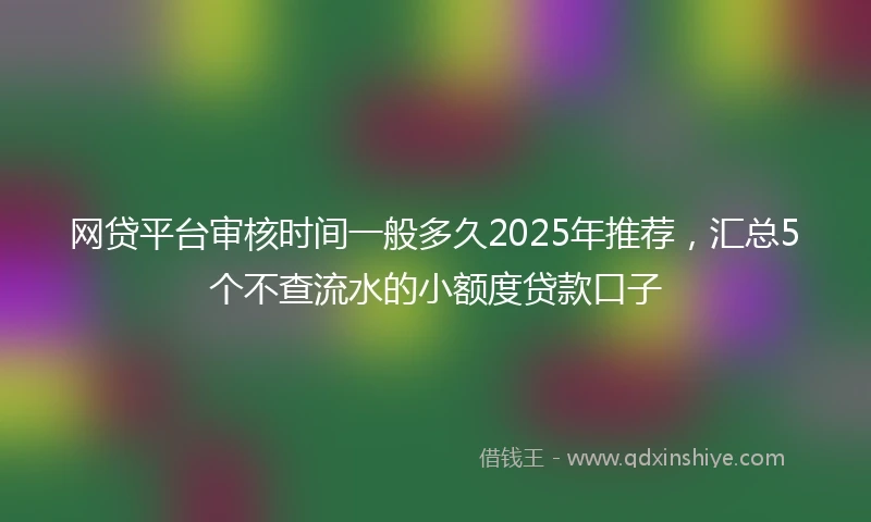 网贷平台审核时间一般多久2025年推荐，汇总5个不查流水的小额度贷款口子