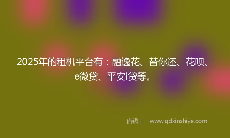 2025年的租机平台有：融逸花、替你还、花呗、e微贷、平安i贷等。