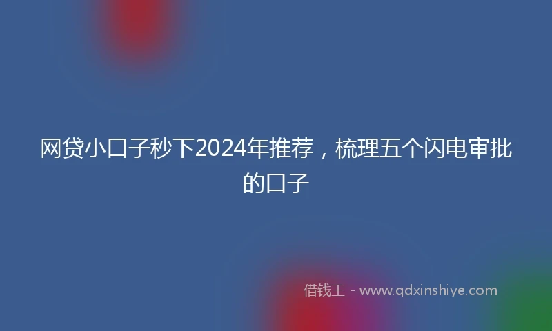 网贷小口子秒下2024年推荐，梳理五个闪电审批的口子
