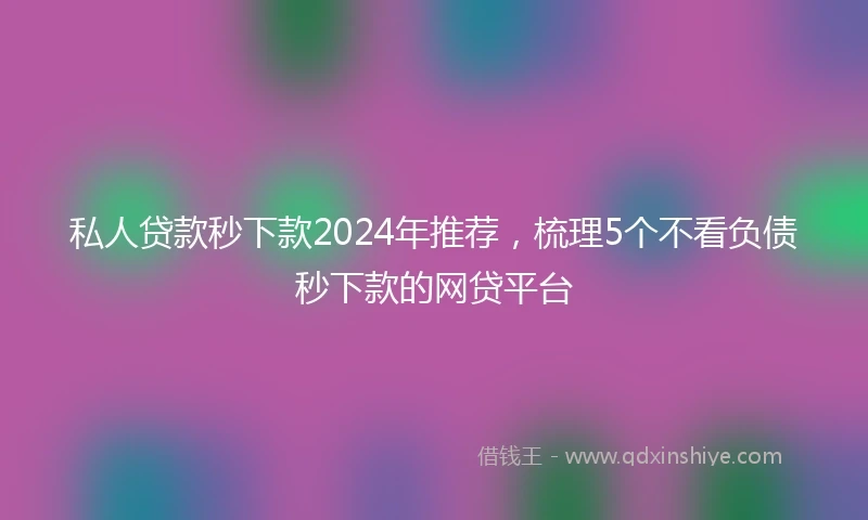 私人贷款秒下款2024年推荐，梳理5个不看负债秒下款的网贷平台