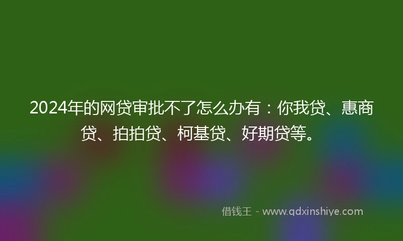 2024年的网贷审批不了怎么办有:你我贷、惠商贷、拍拍贷、柯基贷、好期贷等。