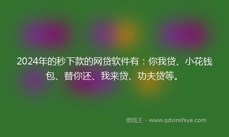 2024年的秒下款的网贷软件有：你我贷、小花钱包、替你还、我来贷、功夫贷等。