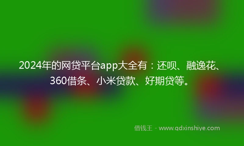 2024年的网贷平台app大全有：还呗、融逸花、360借条、小米贷款、好期贷等。
