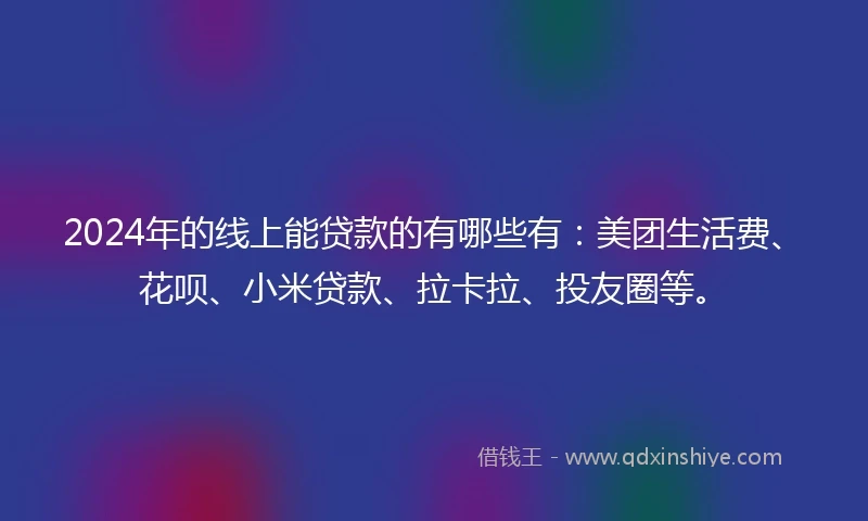 2024年的线上能贷款的有哪些有：美团生活费、花呗、小米贷款、拉卡拉、投友圈等。