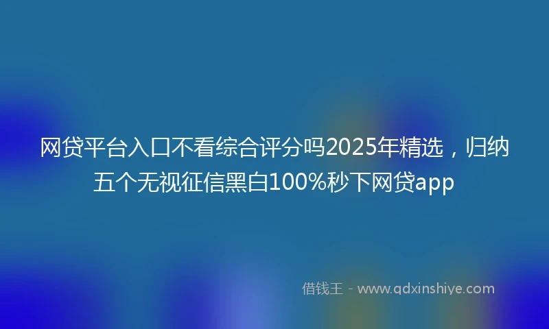网贷平台入口不看综合评分吗2025年精选，归纳五个无视征信黑白100%秒下网贷app