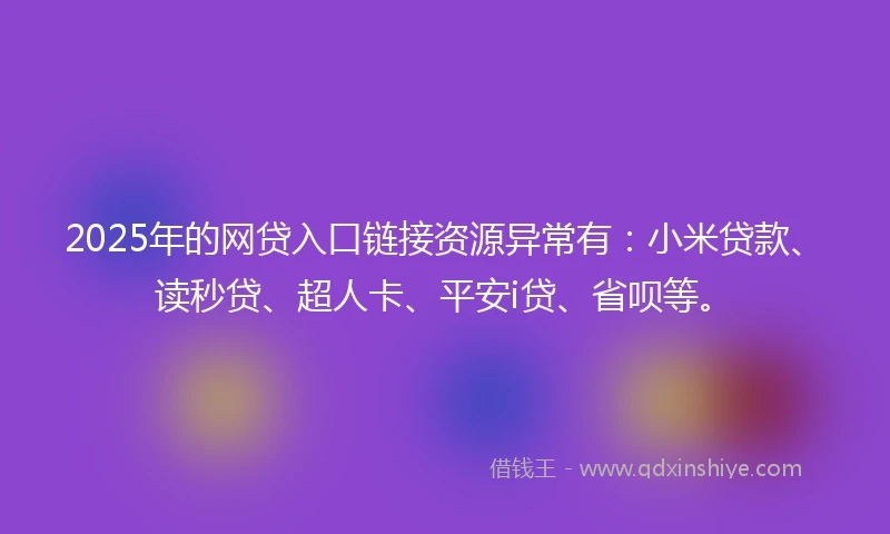 2025年的网贷入口链接资源异常有：小米贷款、读秒贷、超人卡、平安i贷、省呗等。