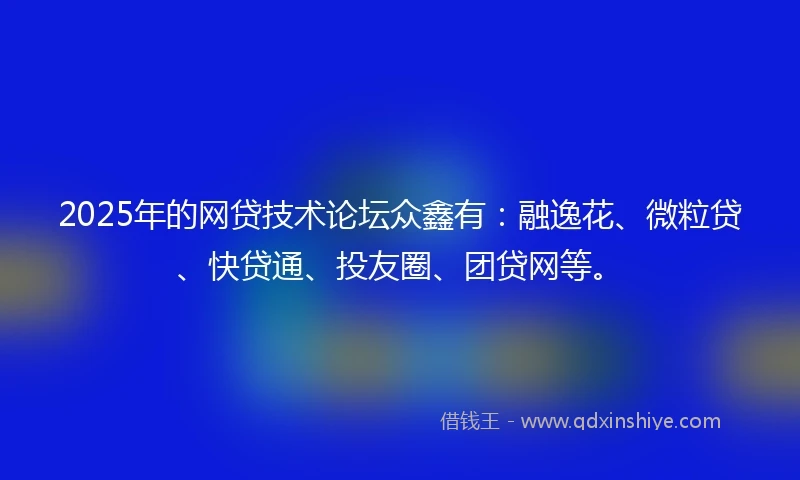 2025年的网贷技术论坛众鑫有：融逸花、微粒贷、快贷通、投友圈、团贷网等。