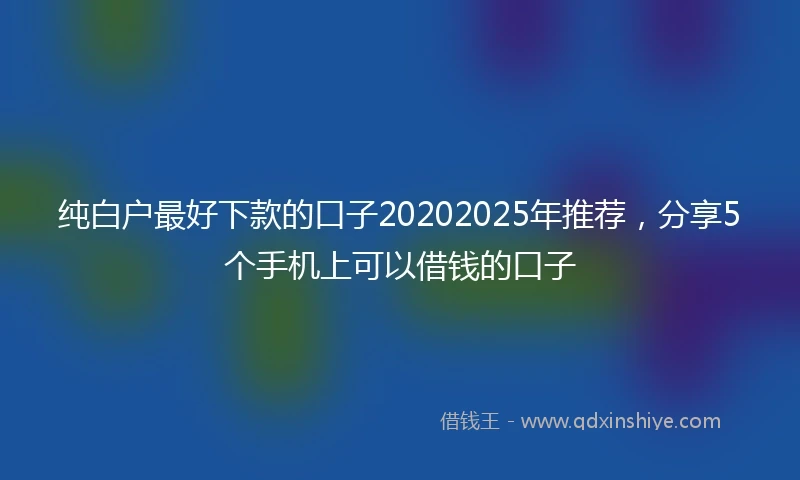 纯白户最好下款的口子20202025年推荐，分享5个手机上可以借钱的口子