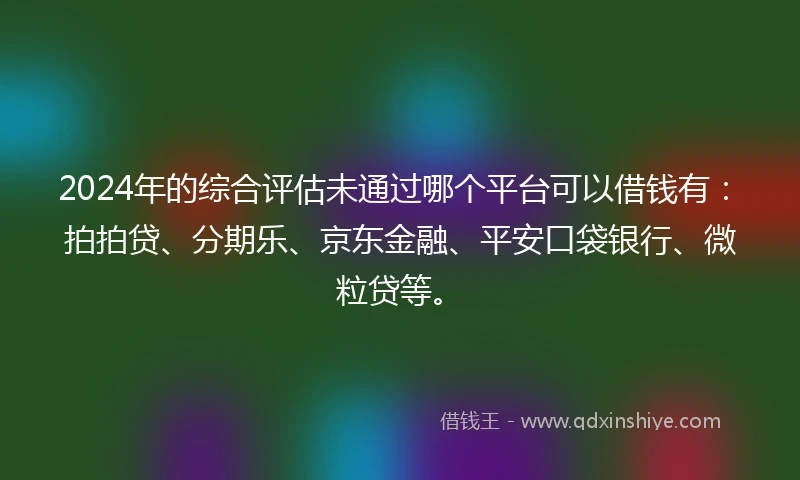 2024年的综合评估未通过哪个平台可以借钱有：拍拍贷、分期乐、京东金融、平安口袋银行、微粒贷等。
