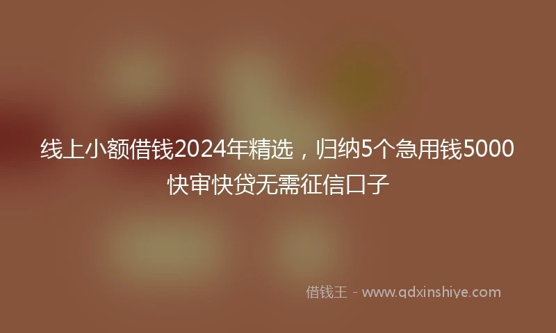 线上小额借钱2024年精选，归纳5个急用钱5000快审快贷无需征信口子