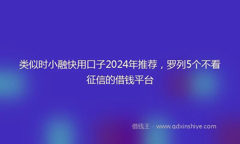 类似时小融快用口子2024年推荐，罗列5个不看征信的借钱平台