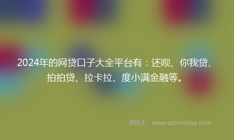 2024年的网贷口子大全平台有：还呗、你我贷、拍拍贷、拉卡拉、度小满金融等。