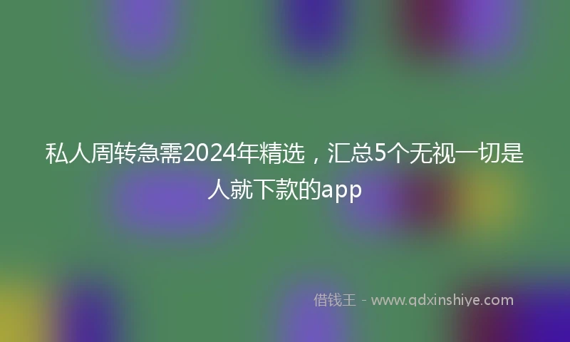 私人周转急需2024年精选，汇总5个无视一切是人就下款的app