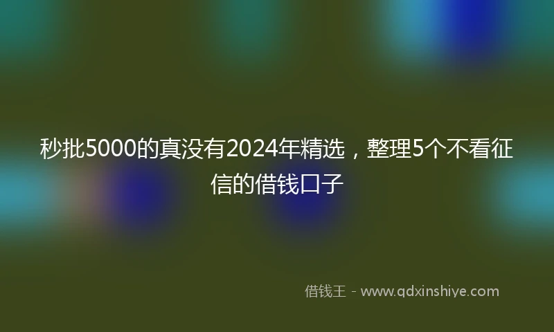 秒批5000的真没有2024年精选，整理5个不看征信的借钱口子