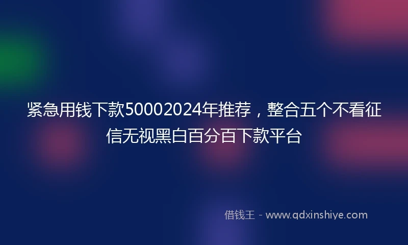 紧急用钱下款50002024年推荐，整合五个不看征信无视黑白百分百下款平台