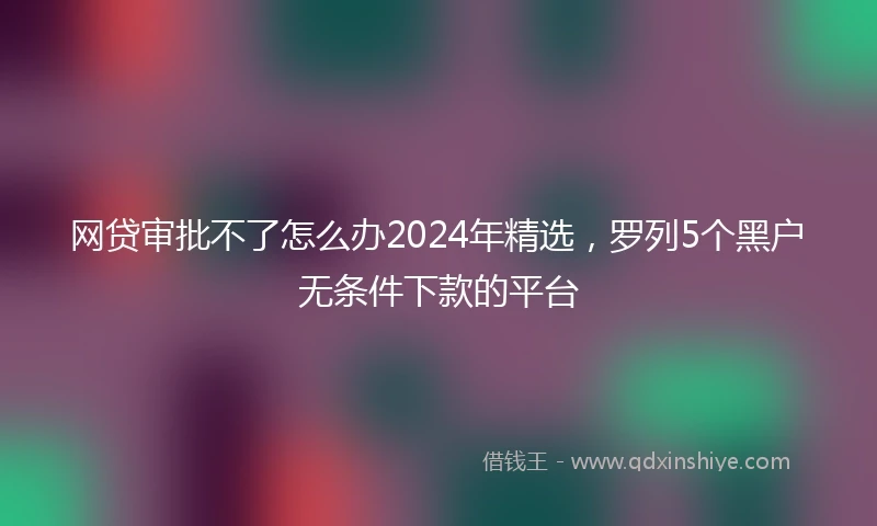 网贷审批不了怎么办2024年精选，罗列5个黑户无条件下款的平台