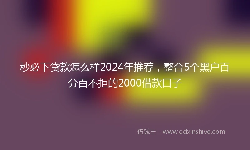 秒必下贷款怎么样2024年推荐，整合5个黑户百分百不拒的2000借款口子