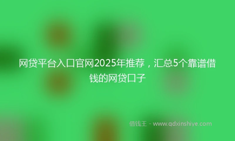 网贷平台入口官网2025年推荐，汇总5个靠谱借钱的网贷口子
