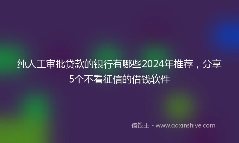 纯人工审批贷款的银行有哪些2024年推荐，分享5个不看征信的借钱软件