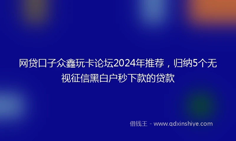 网贷口子众鑫玩卡论坛2024年推荐，归纳5个无视征信黑白户秒下款的贷款