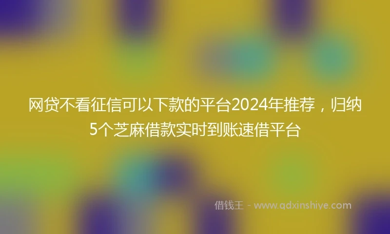 网贷不看征信可以下款的平台2024年推荐，归纳5个芝麻借款实时到账速借平台