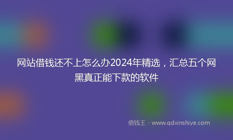 网站借钱还不上怎么办2024年精选，汇总五个网黑真正能下款的软件