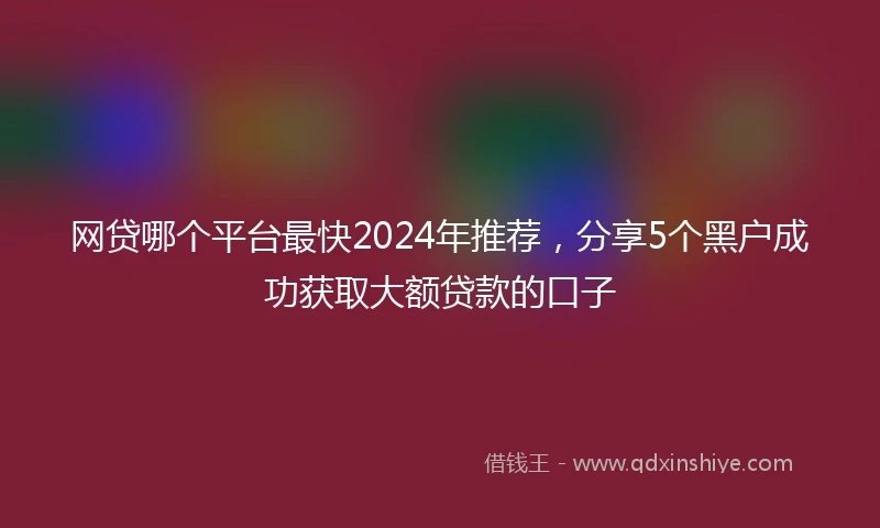 网贷哪个平台最快2024年推荐，分享5个黑户成功获取大额贷款的口子