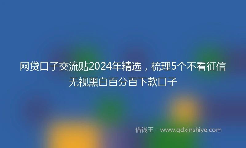 网贷口子交流贴2024年精选，梳理5个不看征信无视黑白百分百下款口子