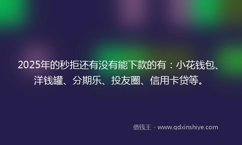 2025年的秒拒还有没有能下款的有：小花钱包、洋钱罐、分期乐、投友圈、信用卡贷等。