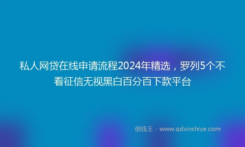 私人网贷在线申请流程2024年精选，罗列5个不看征信无视黑白百分百下款平台