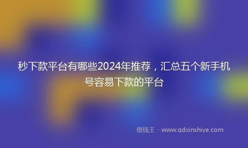 秒下款平台有哪些2024年推荐，汇总五个新手机号容易下款的平台