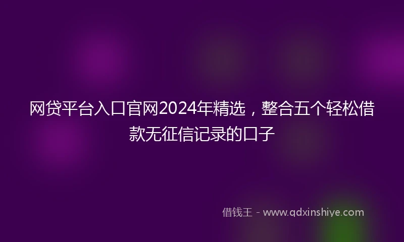 网贷平台入口官网2024年精选，整合五个轻松借款无征信记录的口子