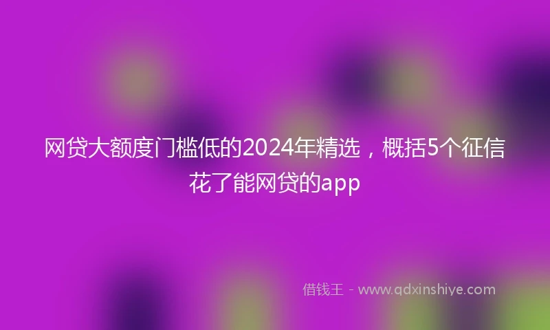 网贷大额度门槛低的2024年精选，概括5个征信花了能网贷的app