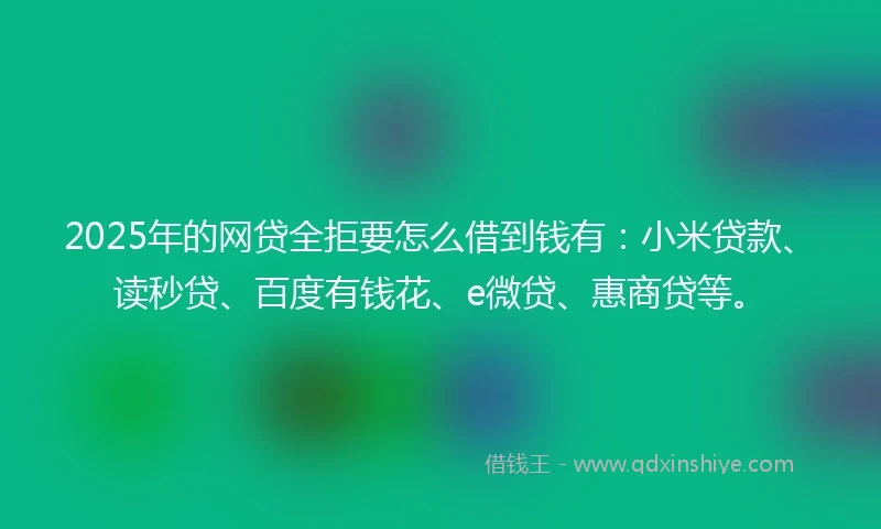 2025年的网贷全拒要怎么借到钱有：小米贷款、读秒贷、百度有钱花、e微贷、惠商贷等。