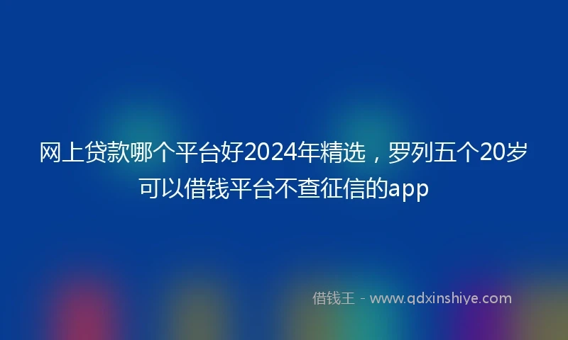 网上贷款哪个平台好2024年精选，罗列五个20岁可以借钱平台不查征信的app