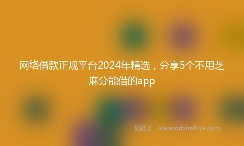 网络借款正规平台2024年精选，分享5个不用芝麻分能借的app