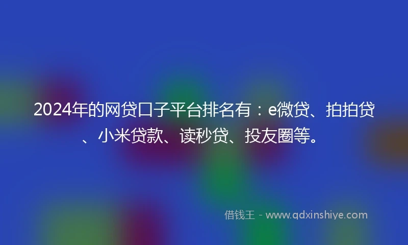 2024年的网贷口子平台排名有：e微贷、拍拍贷、小米贷款、读秒贷、投友圈等。