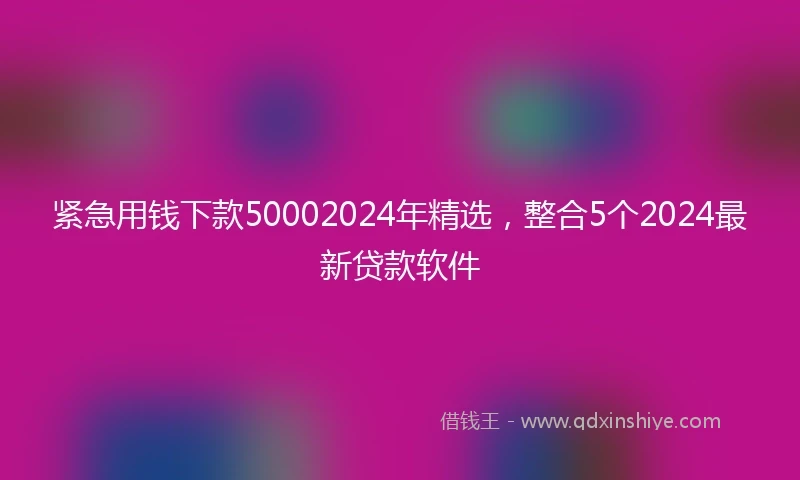 紧急用钱下款50002024年精选，整合5个2024最新贷款软件
