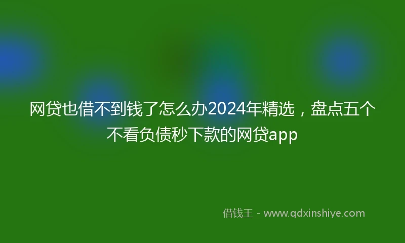 网贷也借不到钱了怎么办2024年精选，盘点五个不看负债秒下款的网贷app