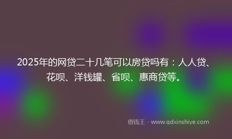 2025年的网贷二十几笔可以房贷吗有：人人贷、花呗、洋钱罐、省呗、惠商贷等。