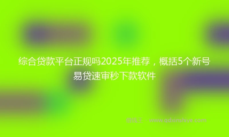 综合贷款平台正规吗2025年推荐，概括5个新号易贷速审秒下款软件