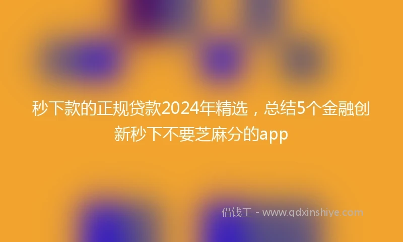 秒下款的正规贷款2024年精选，总结5个金融创新秒下不要芝麻分的app