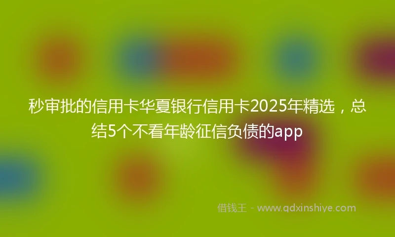 秒审批的信用卡华夏银行信用卡2025年精选，总结5个不看年龄征信负债的app